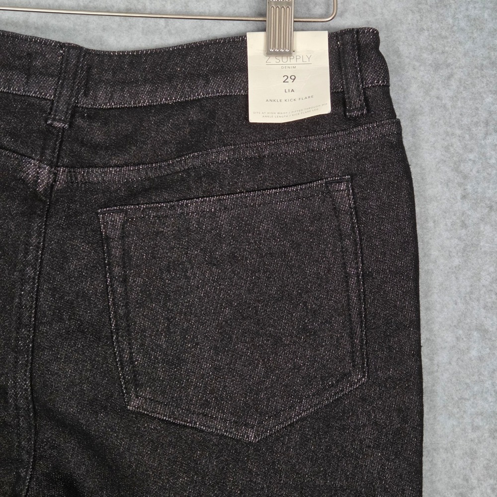 Z Supply NEW Women 29 Lia Ankle Kick Flare Jeans Black Sand Stretch High Waist